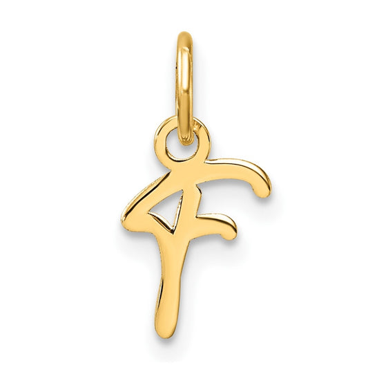 14K Yellow Gold Uppercase Letter F Initial Charm