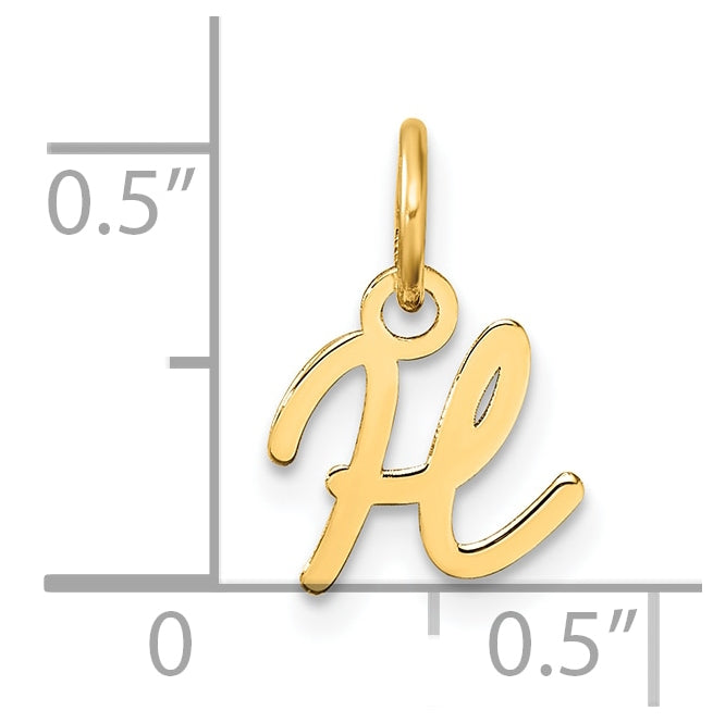 14K Yellow Gold Uppercase Letter H Initial Charm