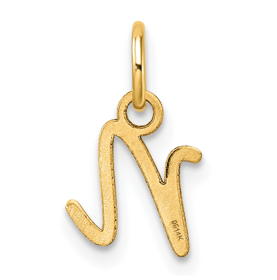 14K Yellow Gold Uppercase Letter N Initial Charm