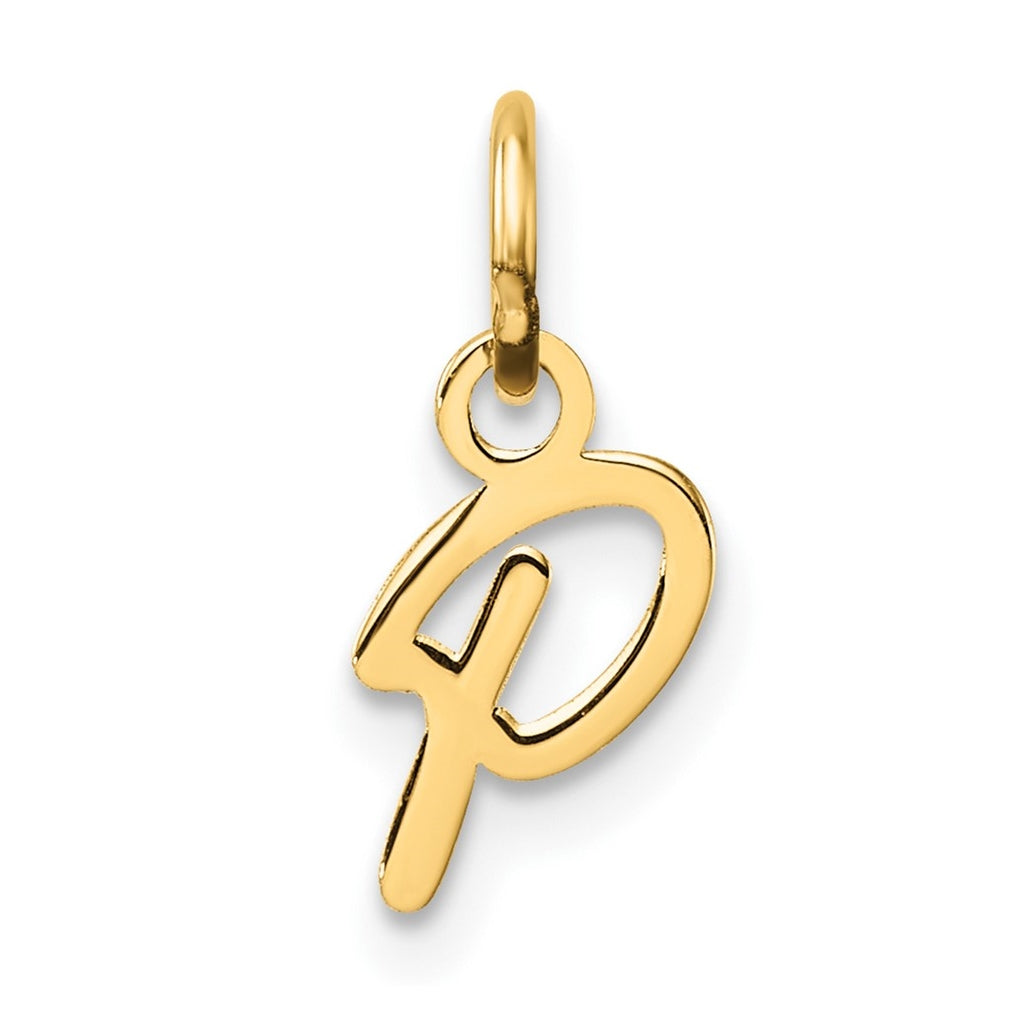 14K Yellow Gold Uppercase Letter P Initial Charm