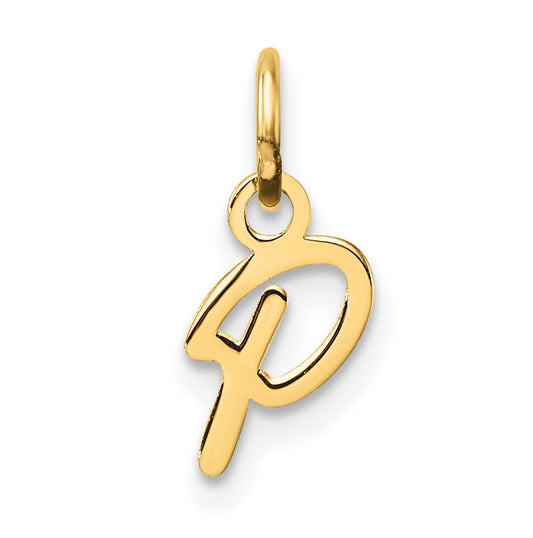 14K Yellow Gold Uppercase Letter P Initial Charm