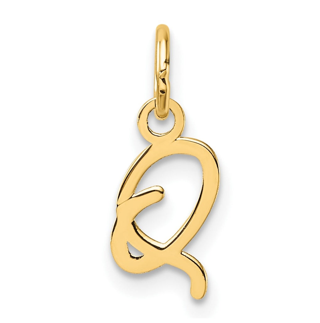 14K Yellow Gold Uppercase Letter Q Initial Charm