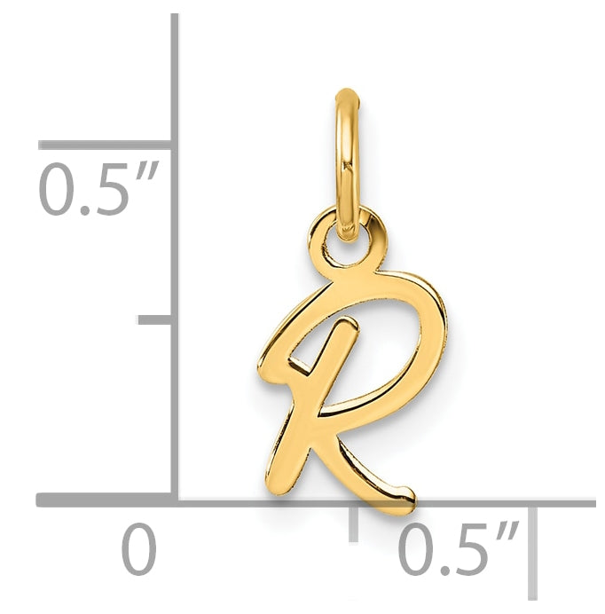 14K Yellow Gold Uppercase Letter R Initial Charm