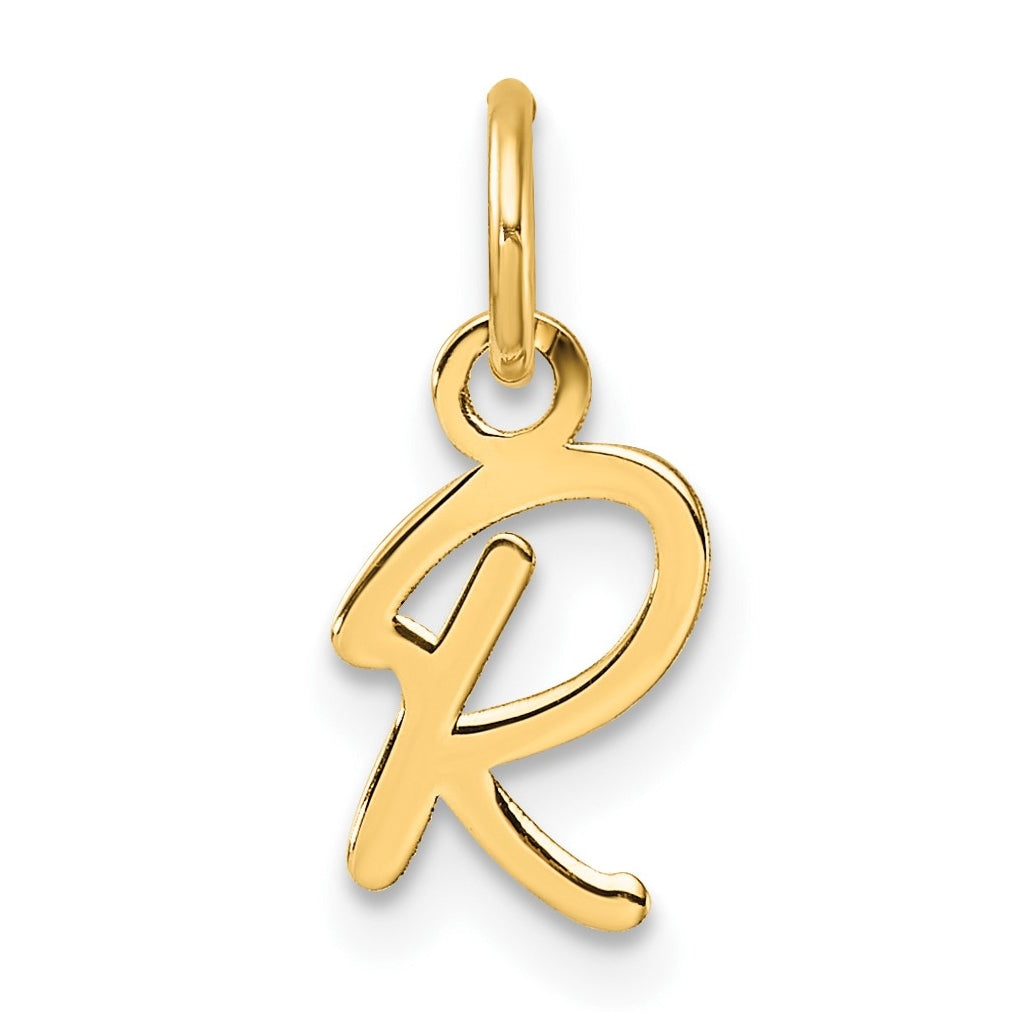 14K Yellow Gold Uppercase Letter R Initial Charm
