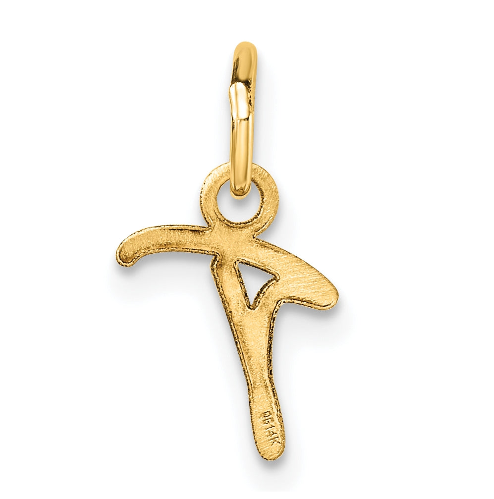 14K Yellow Gold Uppercase Letter T Initial Charm