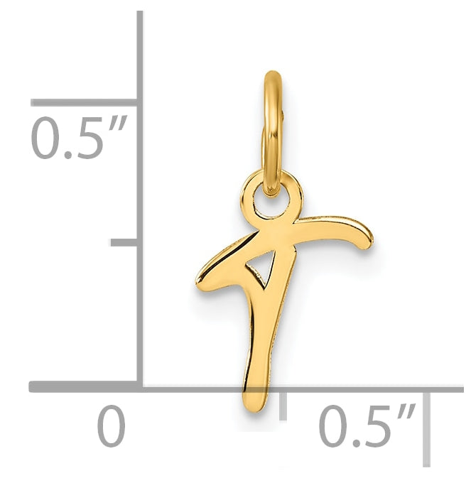 14K Yellow Gold Uppercase Letter T Initial Charm