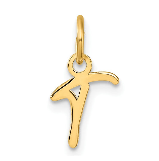14K Yellow Gold Uppercase Letter T Initial Charm