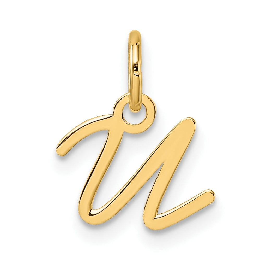 14K Yellow Gold Uppercase Letter U Initial Charm