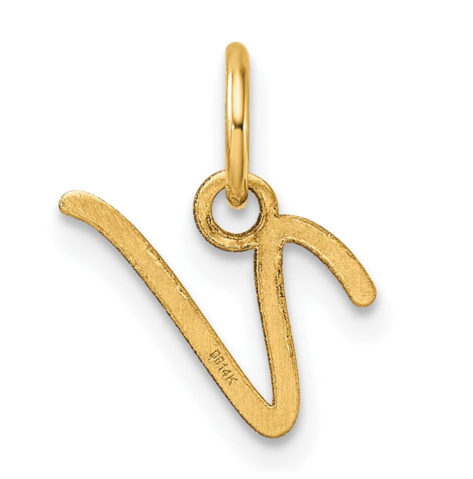 14K Yellow Gold Uppercase Letter V Initial Charm