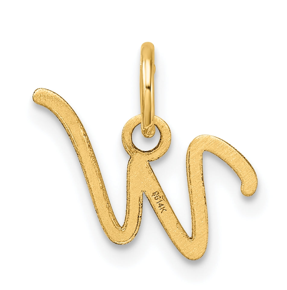 14K Yellow Gold Uppercase Letter W Initial Charm