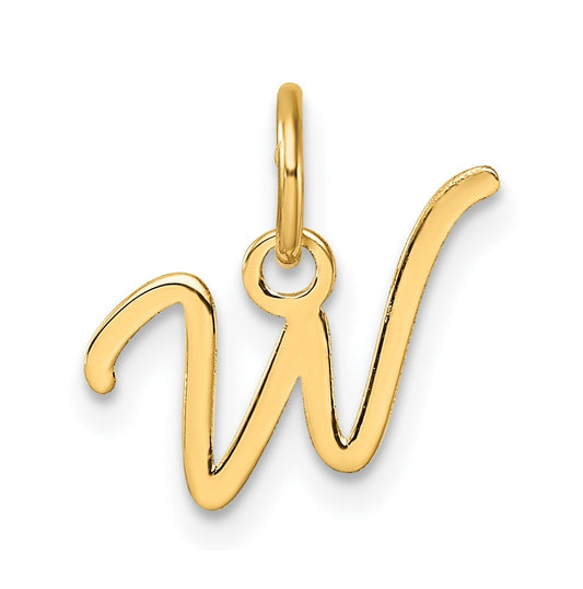 14K Yellow Gold Uppercase Letter W Initial Charm