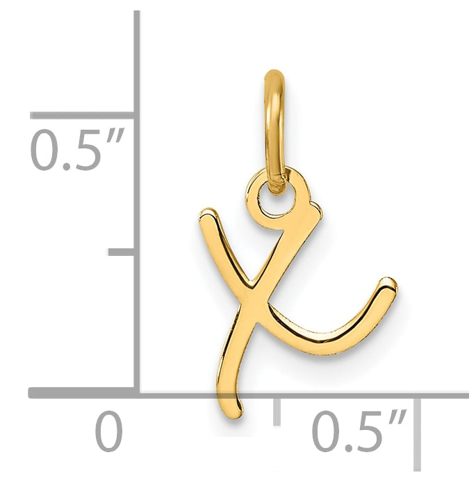 14K Yellow Gold Uppercase Letter X Initial Charm
