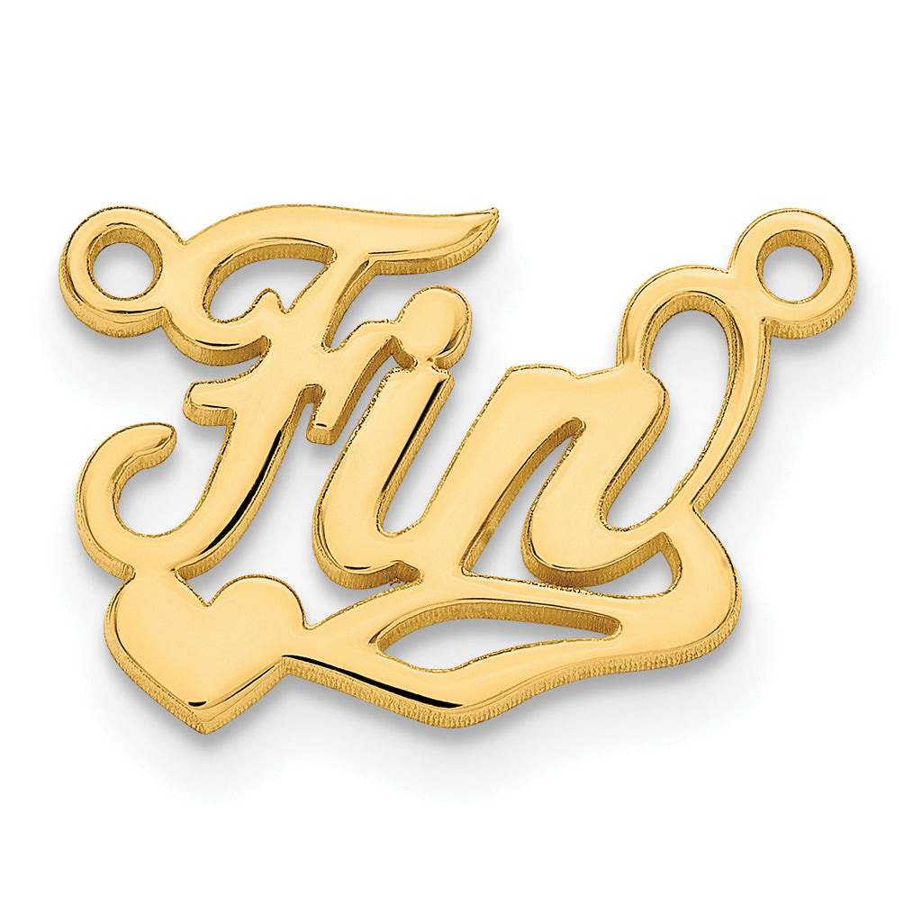 Sterling Silver Gold plated Polished Heart Name Plate