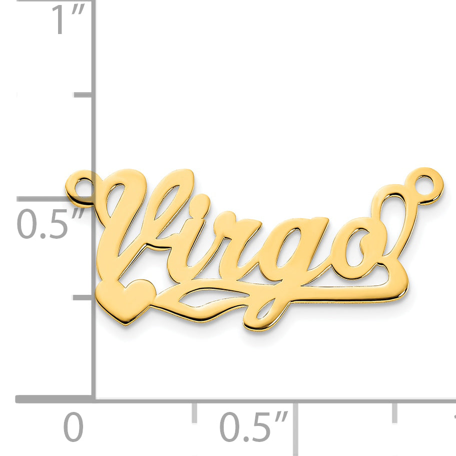 Sterling Silver Gold plated Polished Heart Name Plate