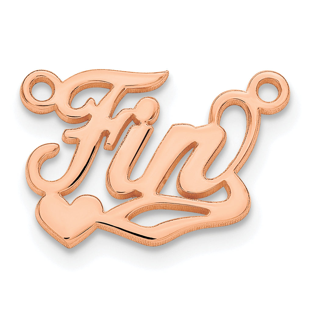 Sterling Silver Rose Gold plated Polished Heart Name Plate