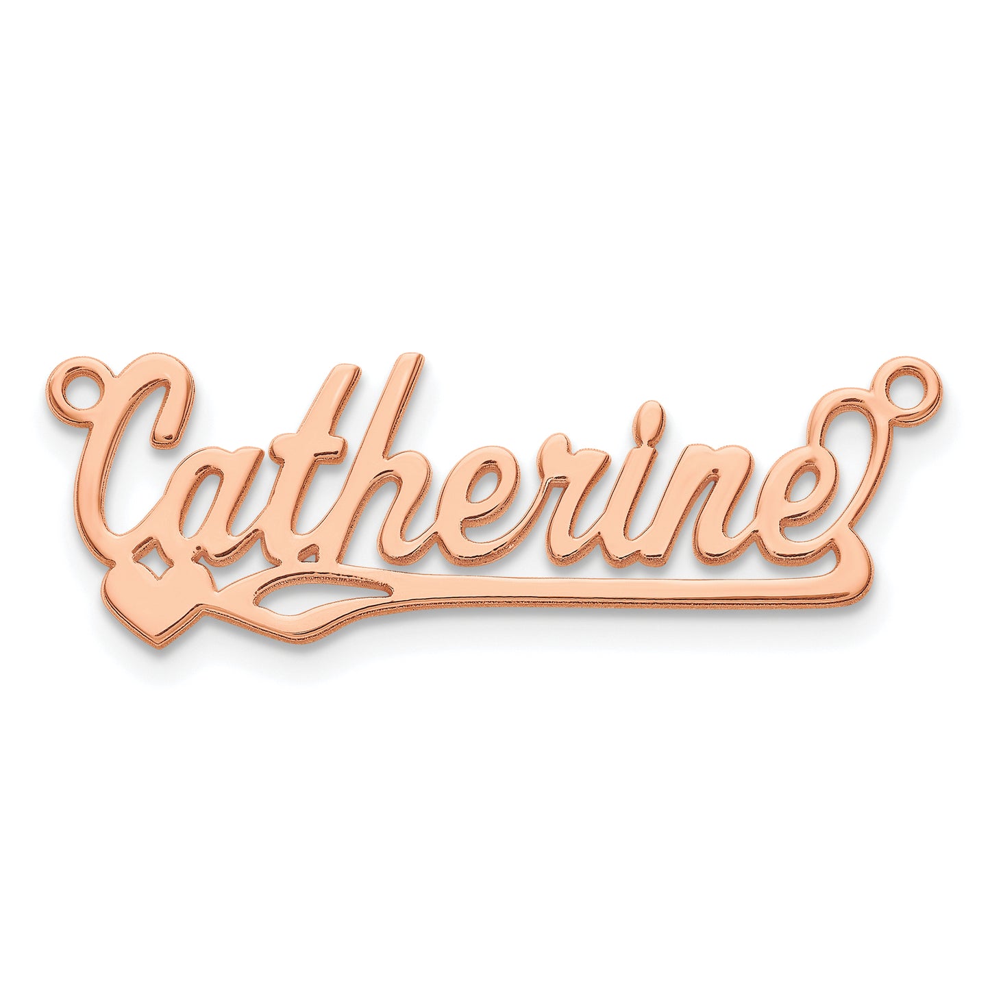 Sterling Silver Rose Gold plated Polished Heart Name Plate