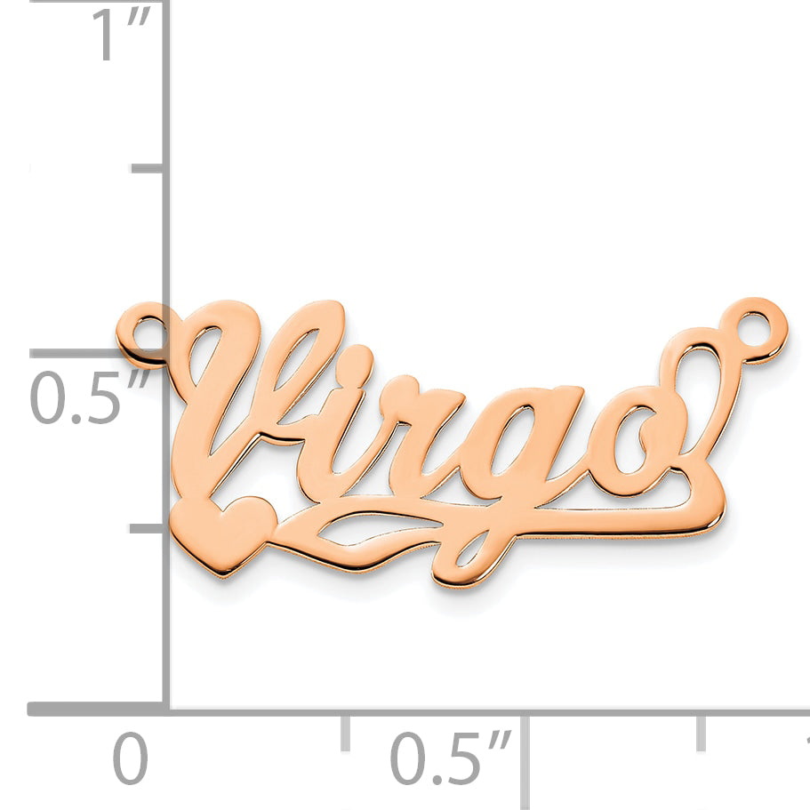 Sterling Silver Rose Gold plated Polished Heart Name Plate