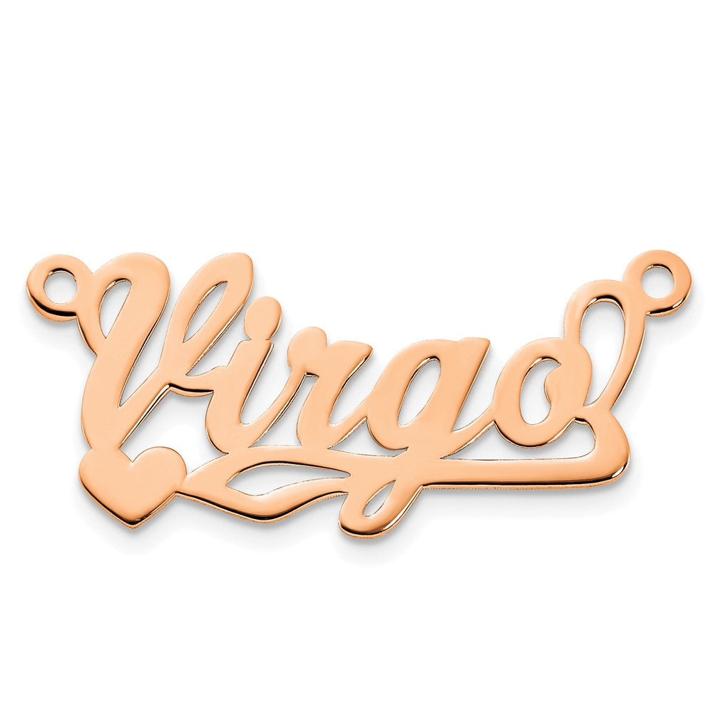 Sterling Silver Rose Gold plated Polished Heart Name Plate