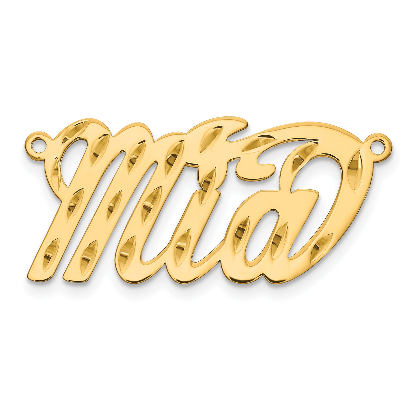 Sterling Silver Gold plated Diamond-cut Name Plate