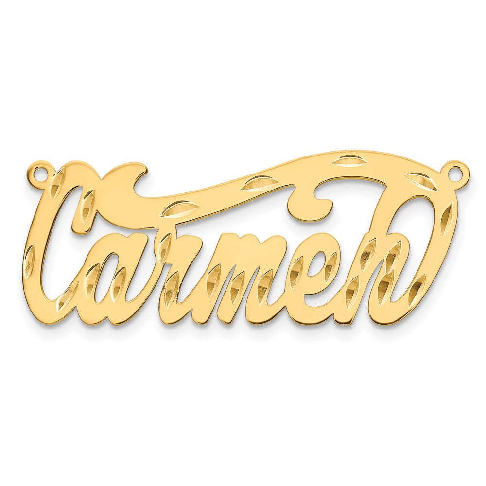 Sterling Silver Gold plated Diamond-cut Name Plate