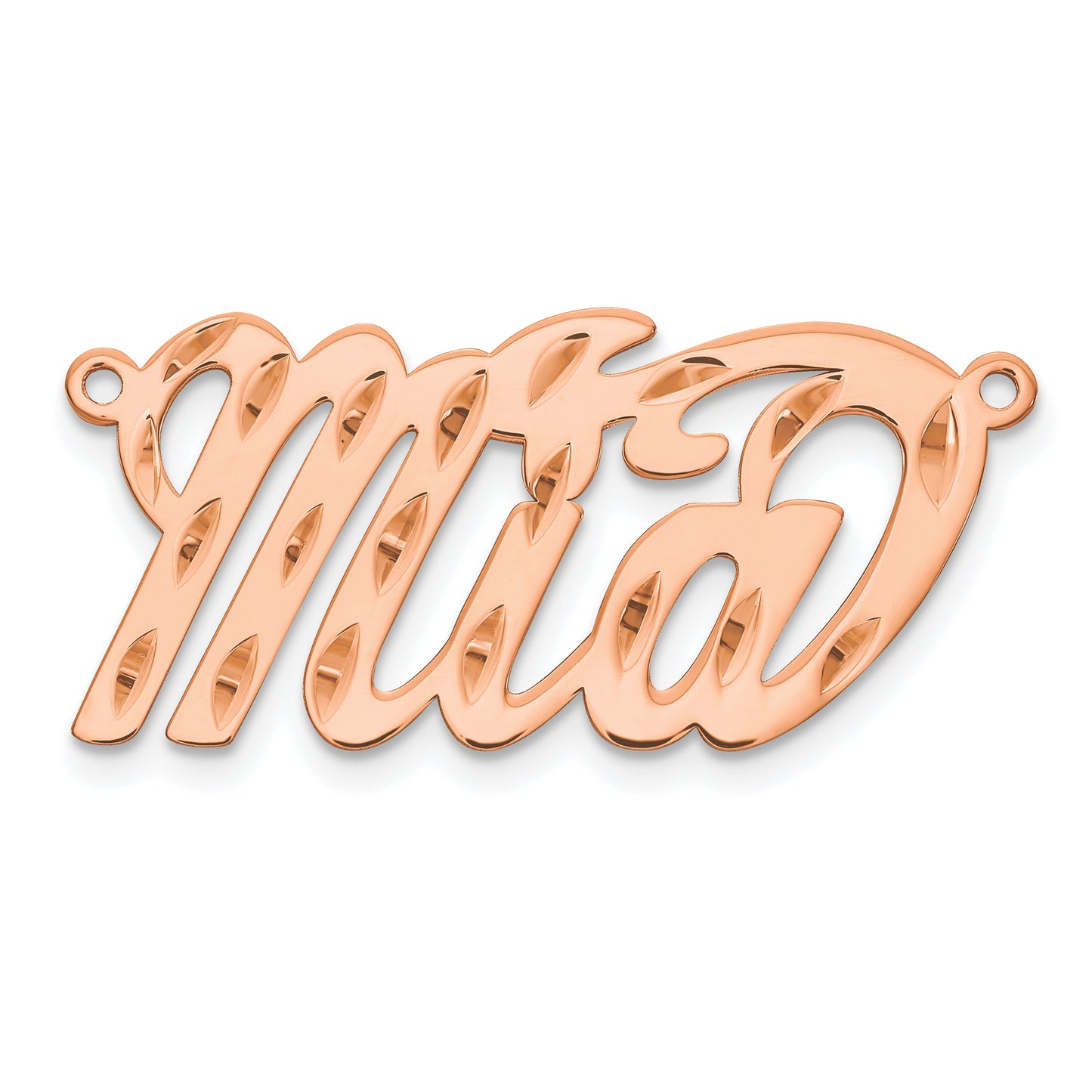 Sterling Silver Rose Gold Plated Diamond Cut Name Plate