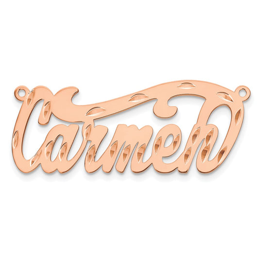 14K Rose Gold Diamond-cut Name Plate