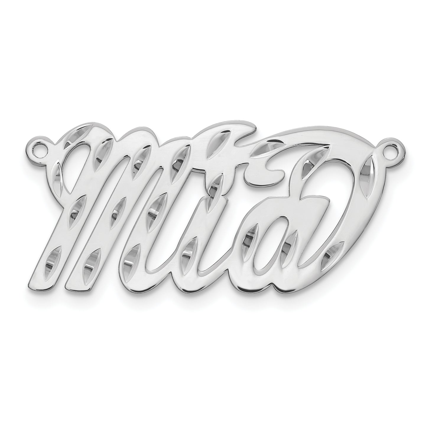 Sterling Silver Rhodium plated Diamond-cut Name Plate