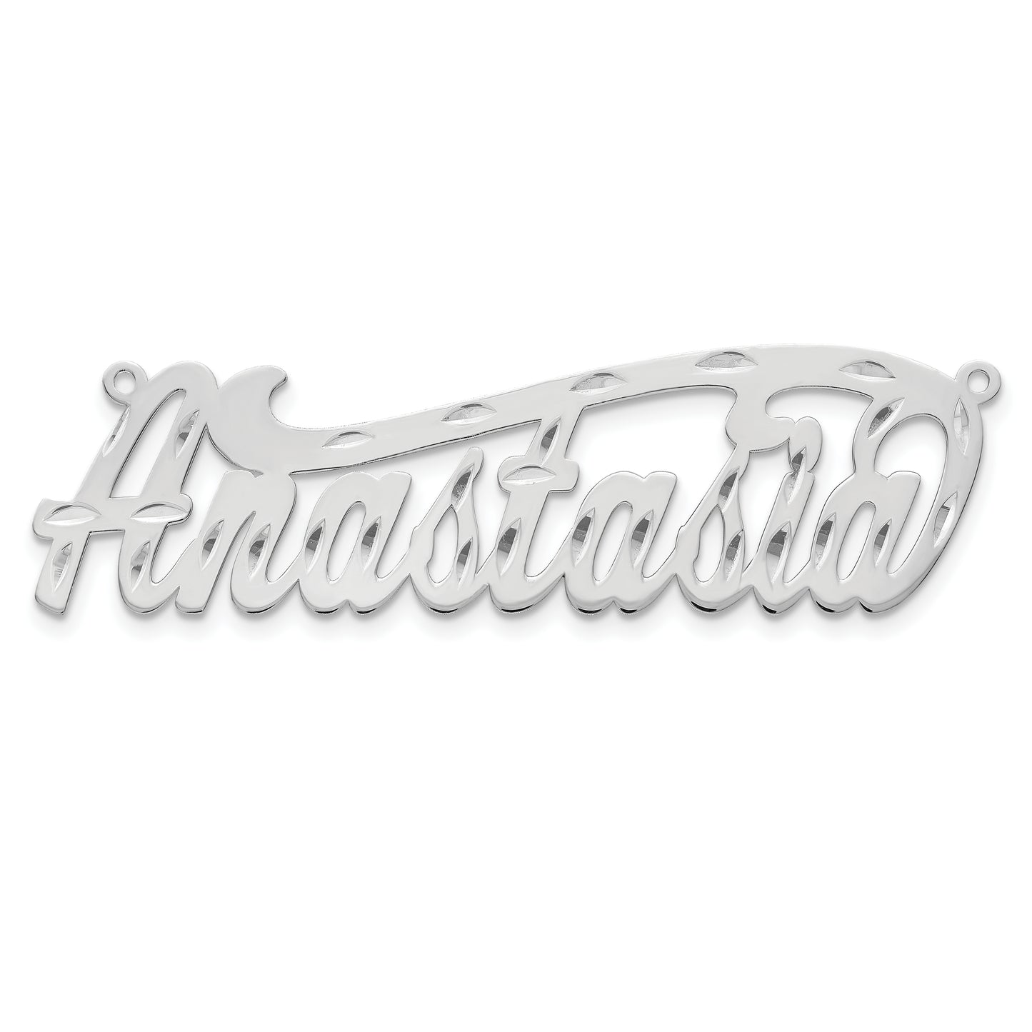 Sterling Silver Rhodium plated Diamond-cut Name Plate