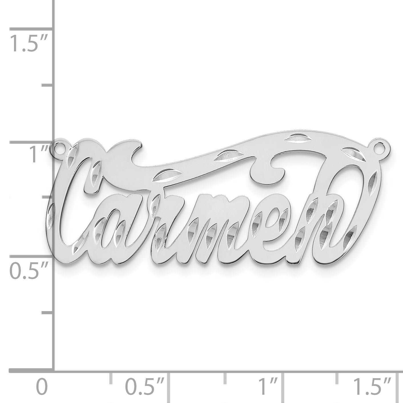 Sterling Silver Rhodium plated Diamond-cut Name Plate