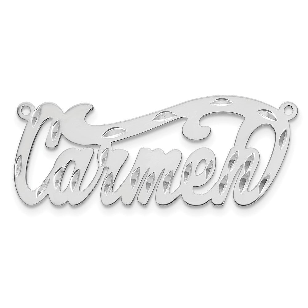 Sterling Silver Rhodium plated Diamond-cut Name Plate