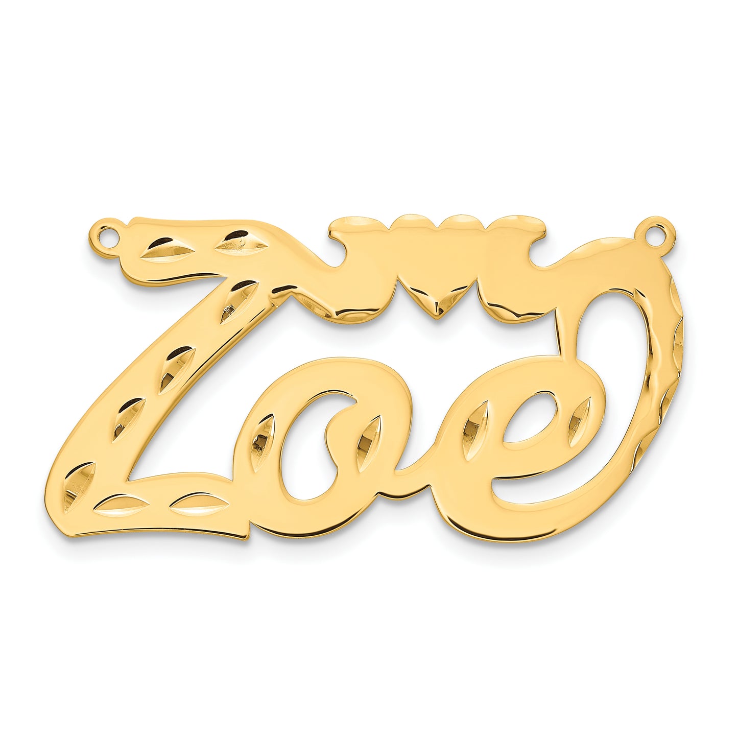 Sterling Silver Gold plated Diamond-cut with Heart Name Plate