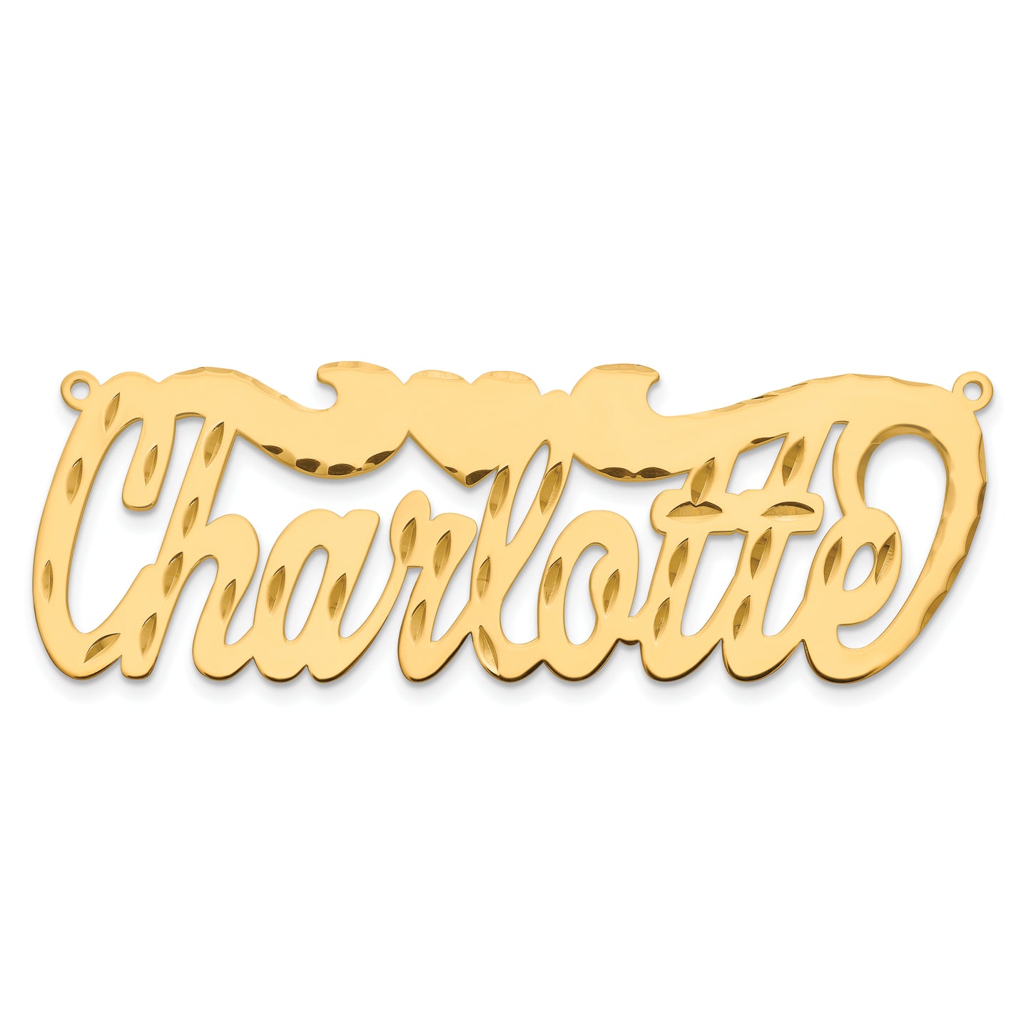 Sterling Silver Gold plated Diamond-cut with Heart Name Plate