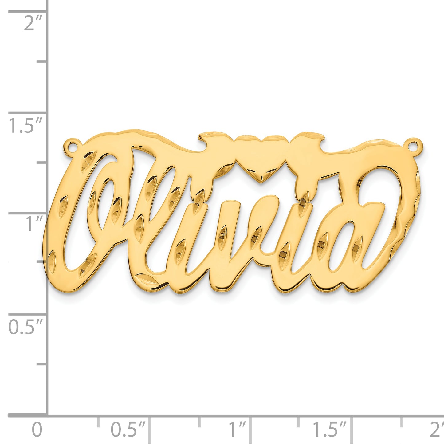 Sterling Silver Gold plated Diamond-cut with Heart Name Plate
