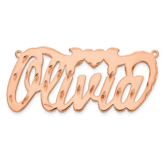 14k Rose Gold Diamond-cut with Heart Name Plate