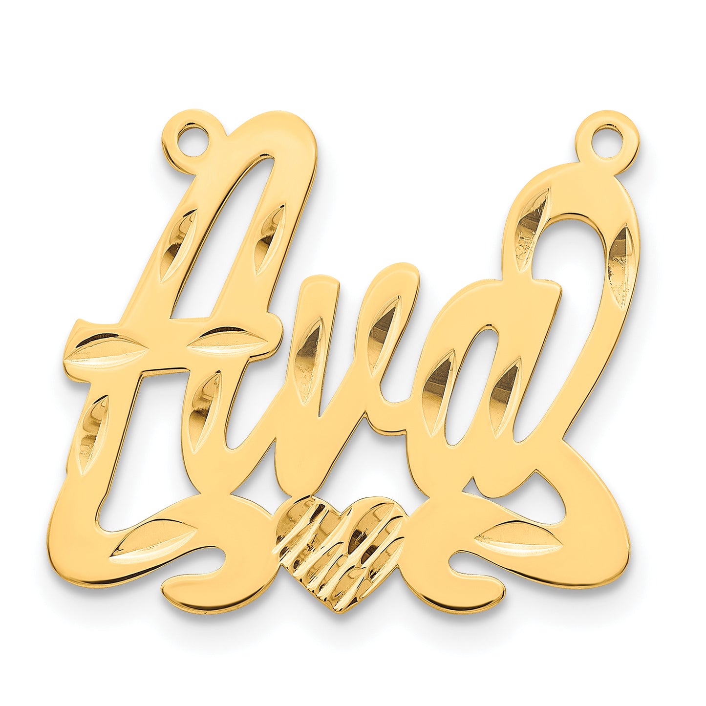 Sterling Silver Gold plated Diamond-cut with Heart Name Plate