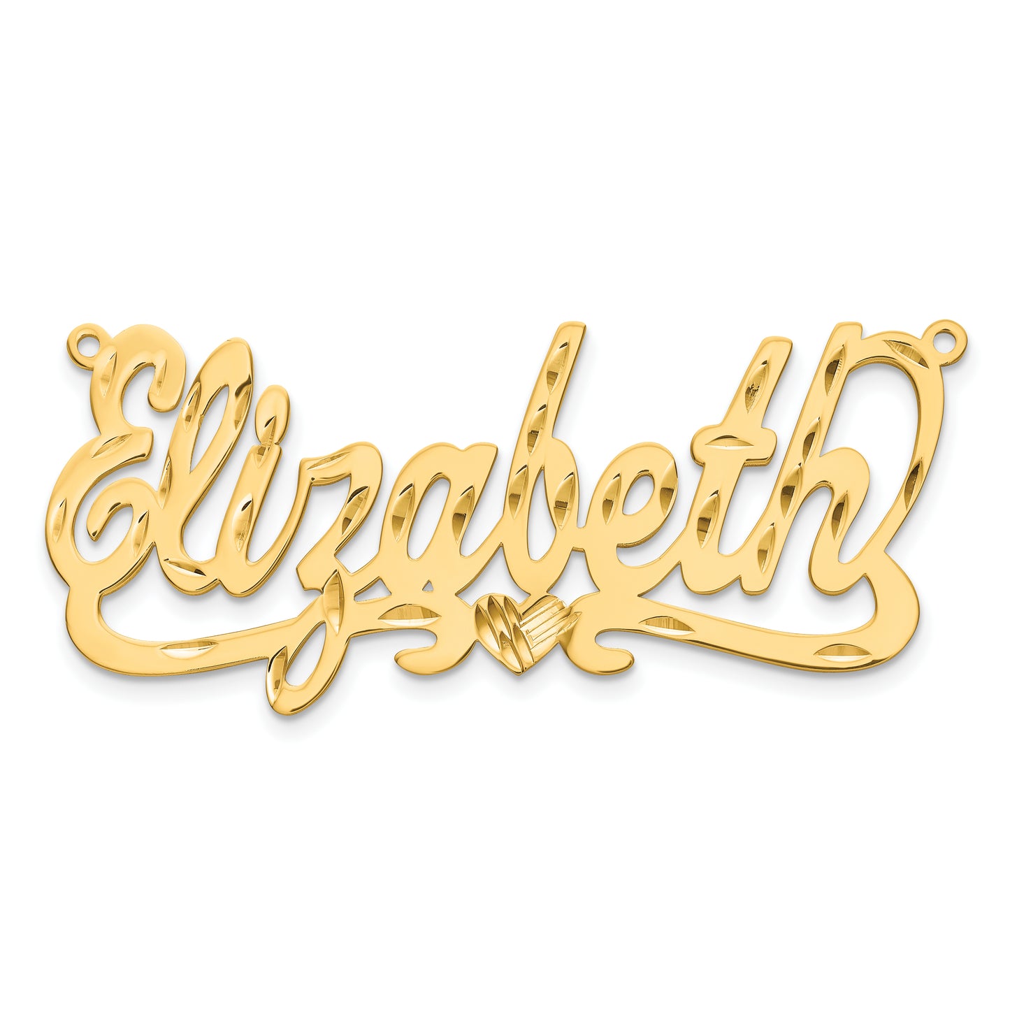 Sterling Silver Gold plated Diamond-cut with Heart Name Plate