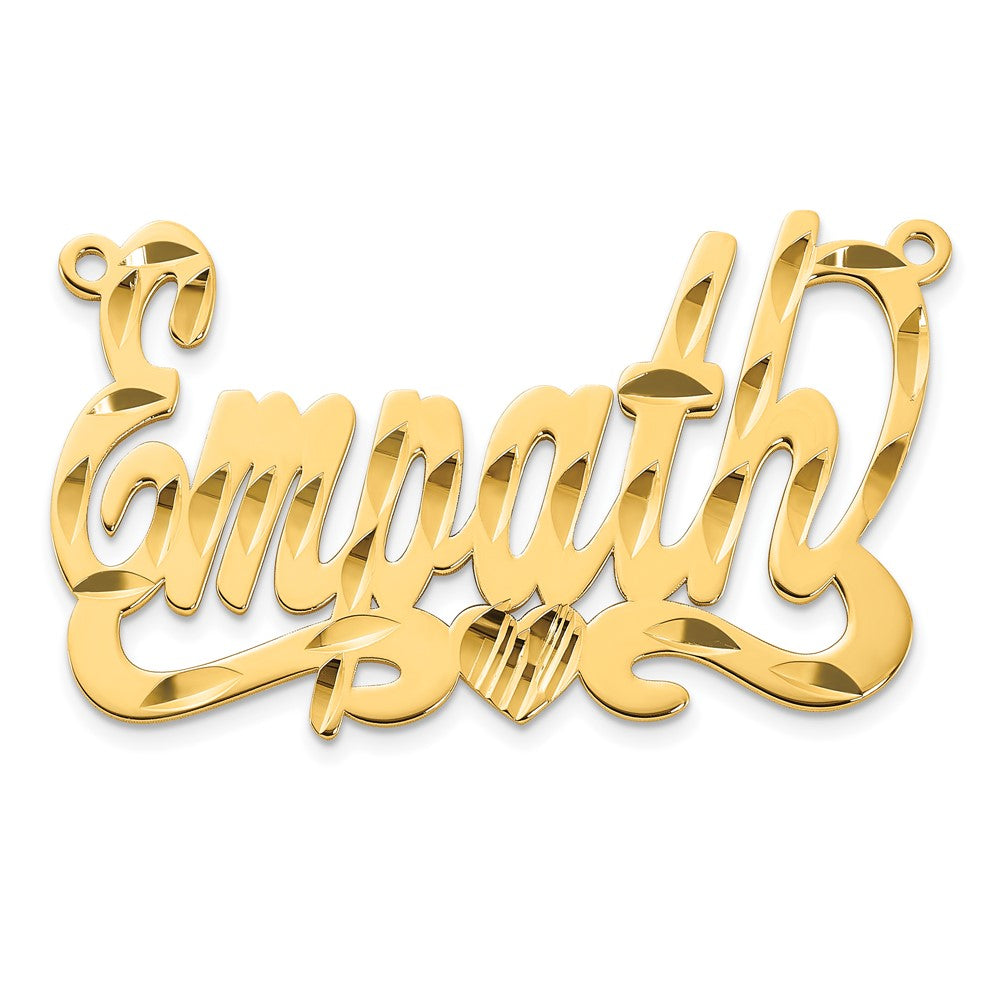 Sterling Silver Gold plated Diamond-cut with Heart Name Plate