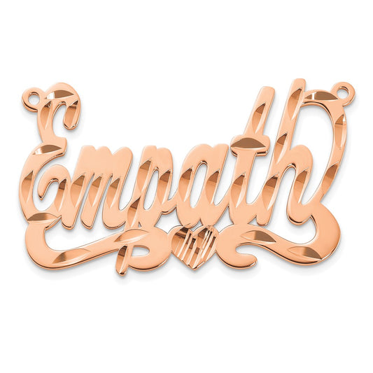 14k Rose Gold Diamond-cut with Heart Name Plate
