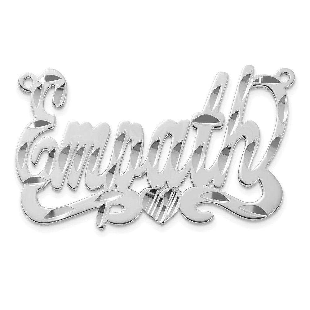 10K White Gold Diamond-cut Heart Name Plate