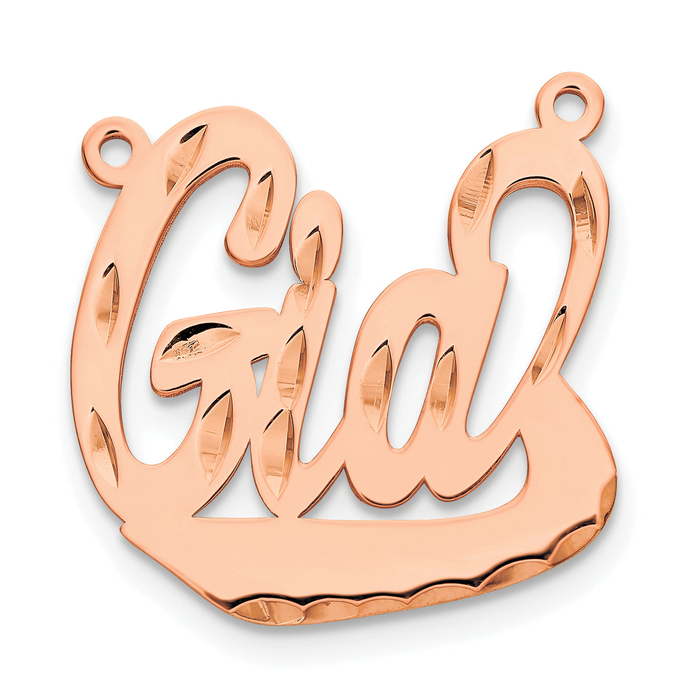 Sterling Silver Rose Gold Plated Diamond Cut Name Plate