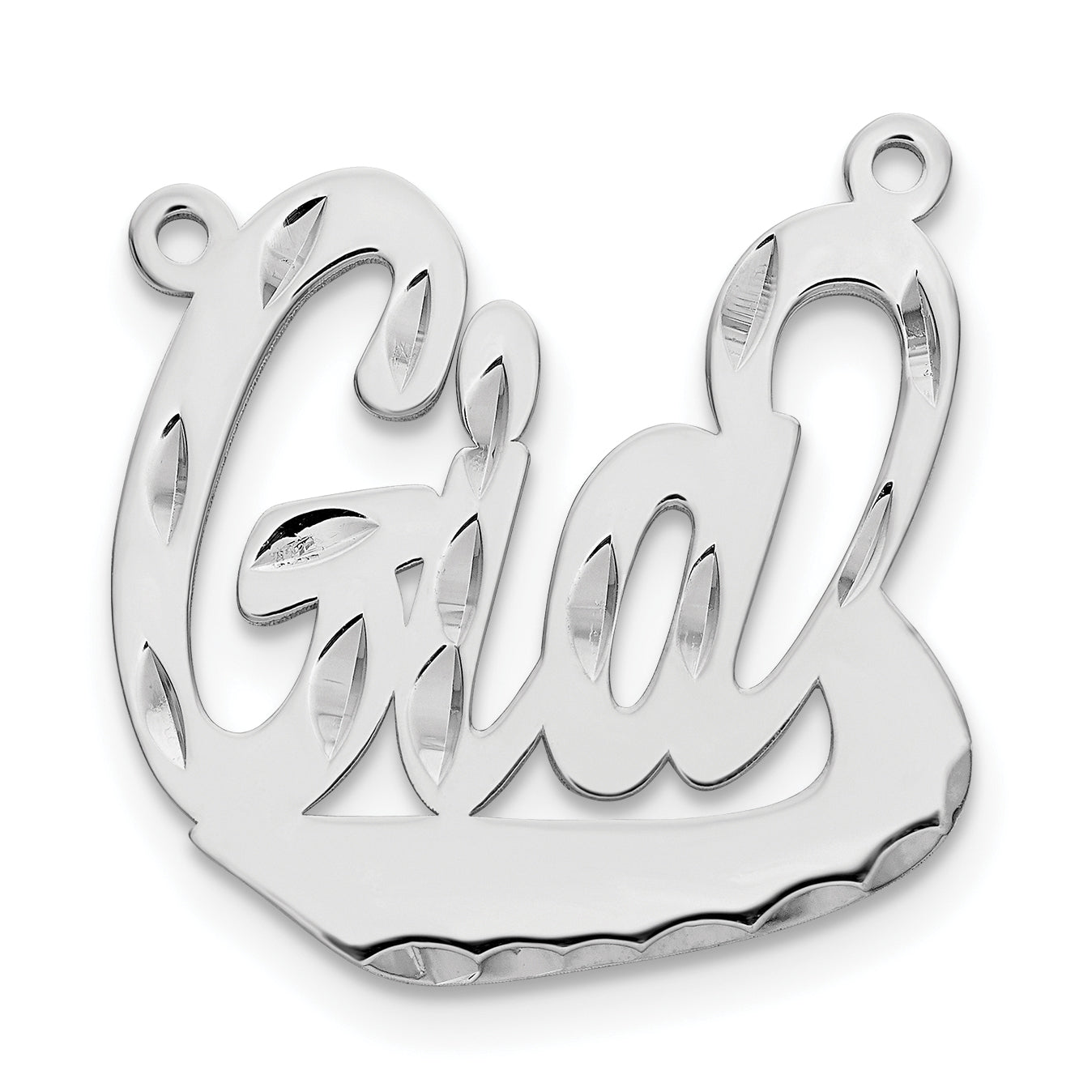 Sterling Silver Rhodium plated Diamond-cut Name Plate