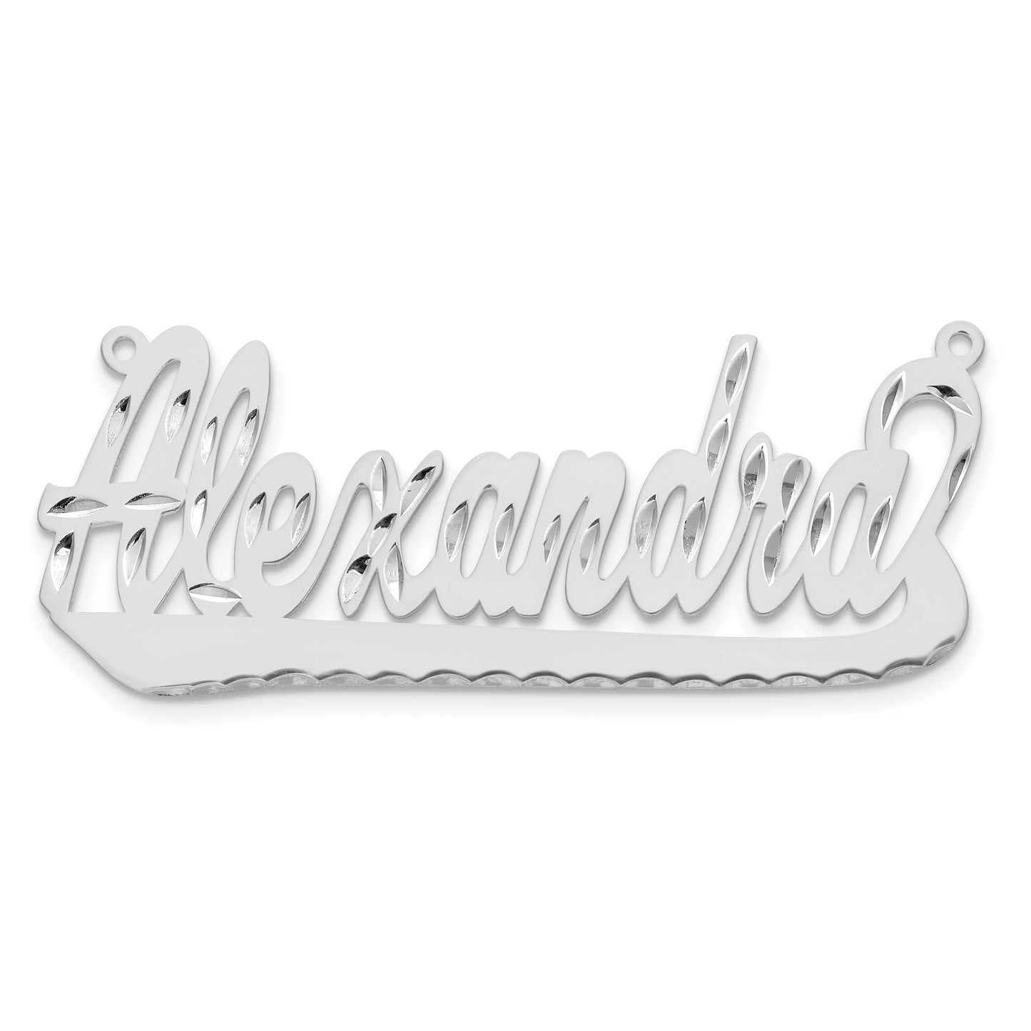Sterling Silver Rhodium plated Diamond-cut Name Plate