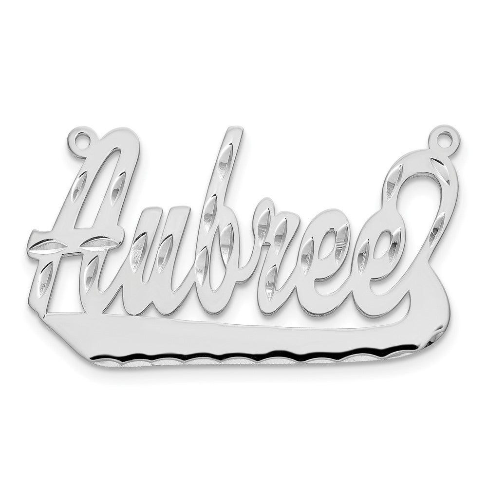 Sterling Silver Rhodium plated Diamond-cut Name Plate