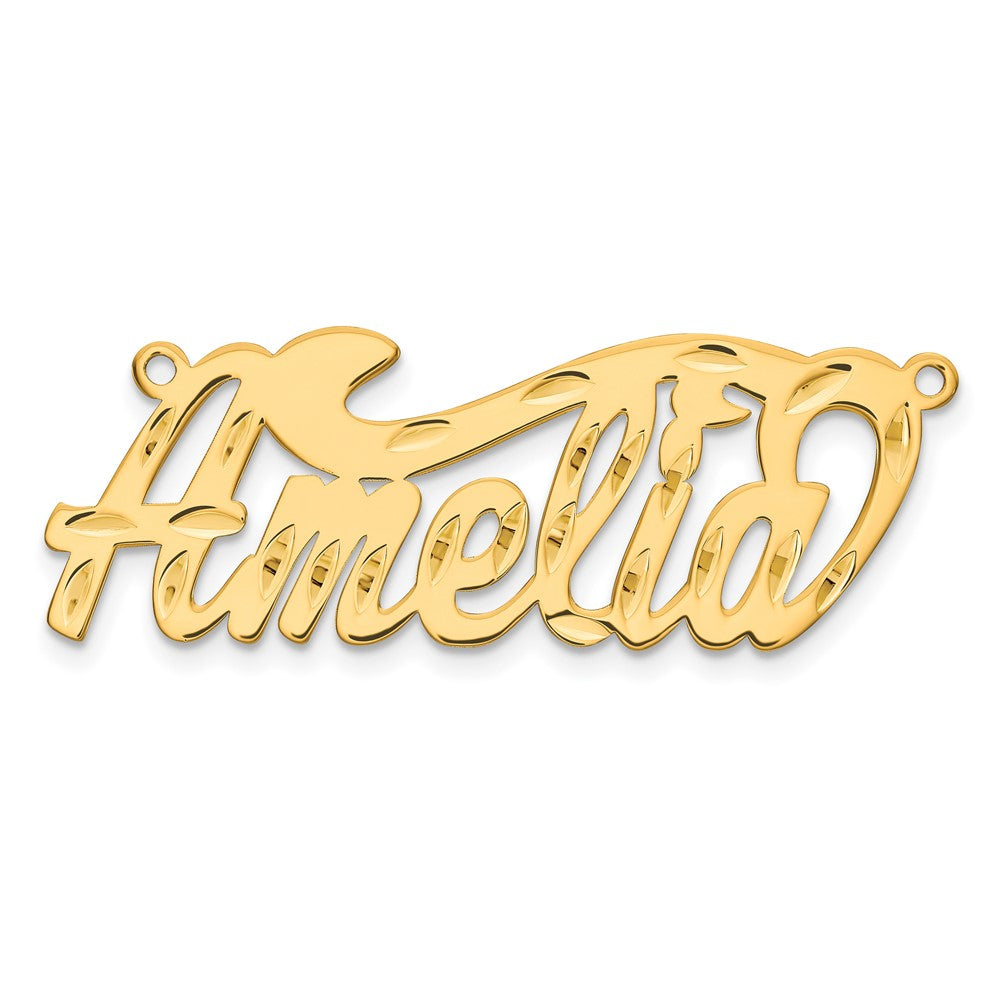 Sterling Silver Gold plated Diamond-cut Name Plate