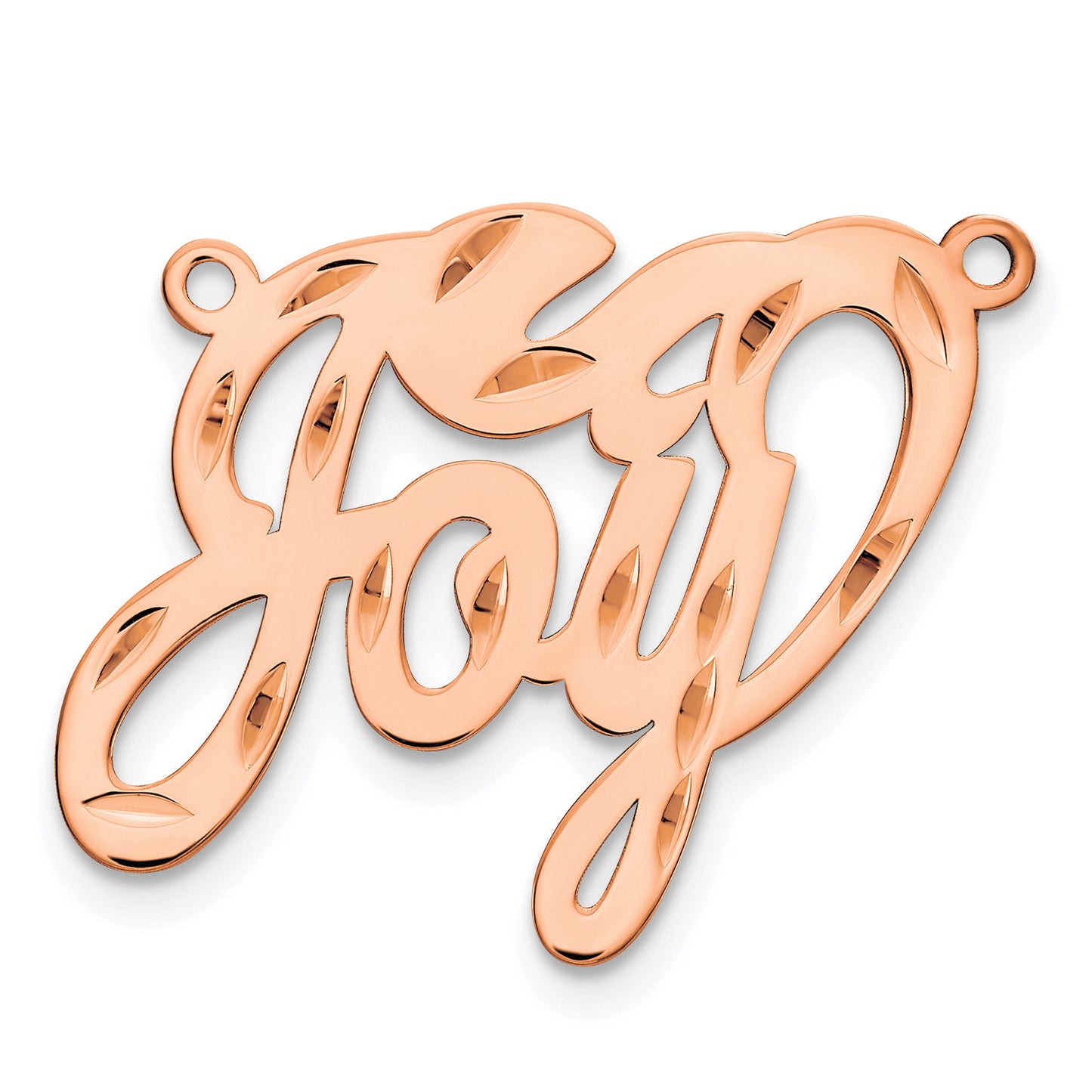 Sterling Silver Rose Gold Plated Diamond Cut Name Plate