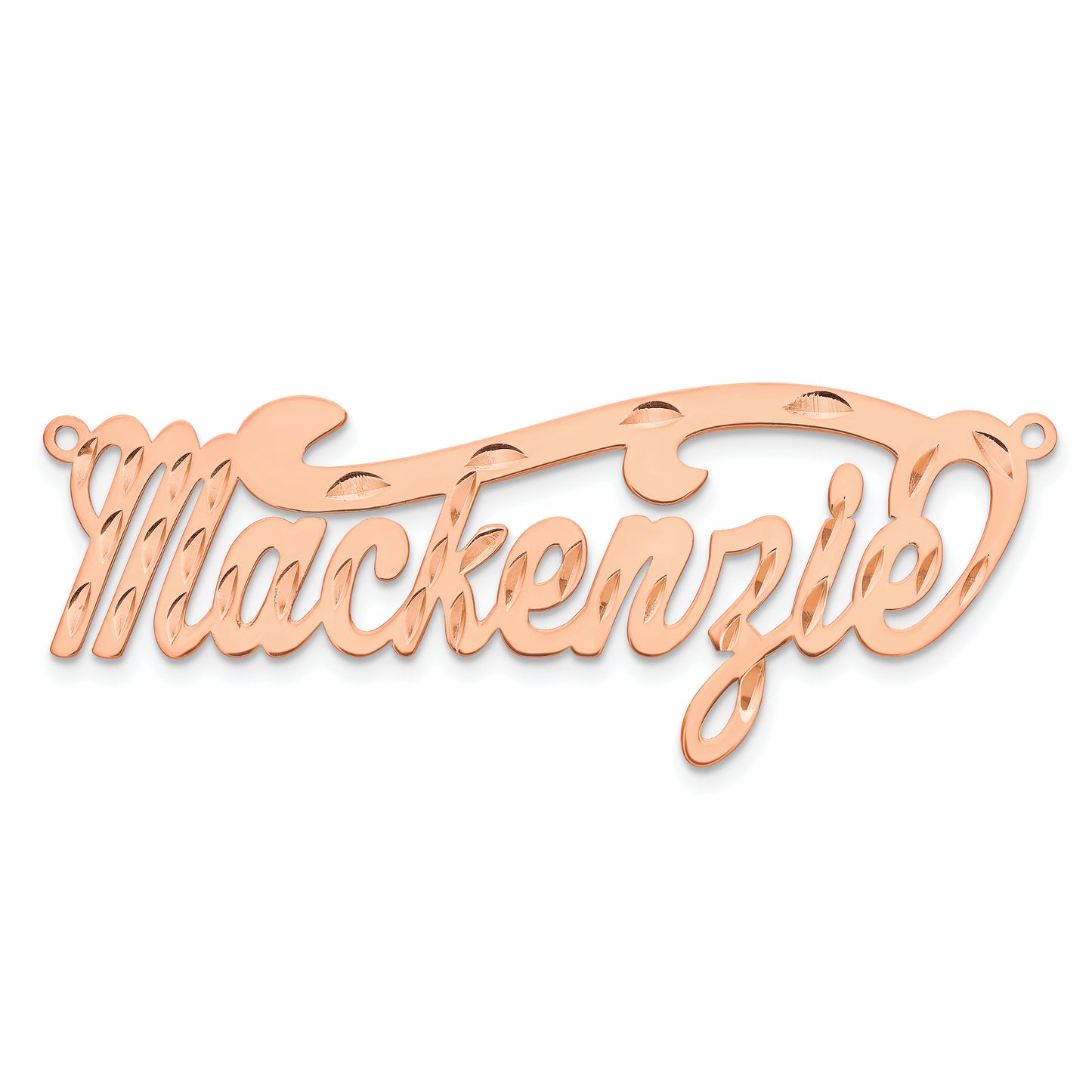 Sterling Silver Rose Gold Plated Diamond Cut Name Plate