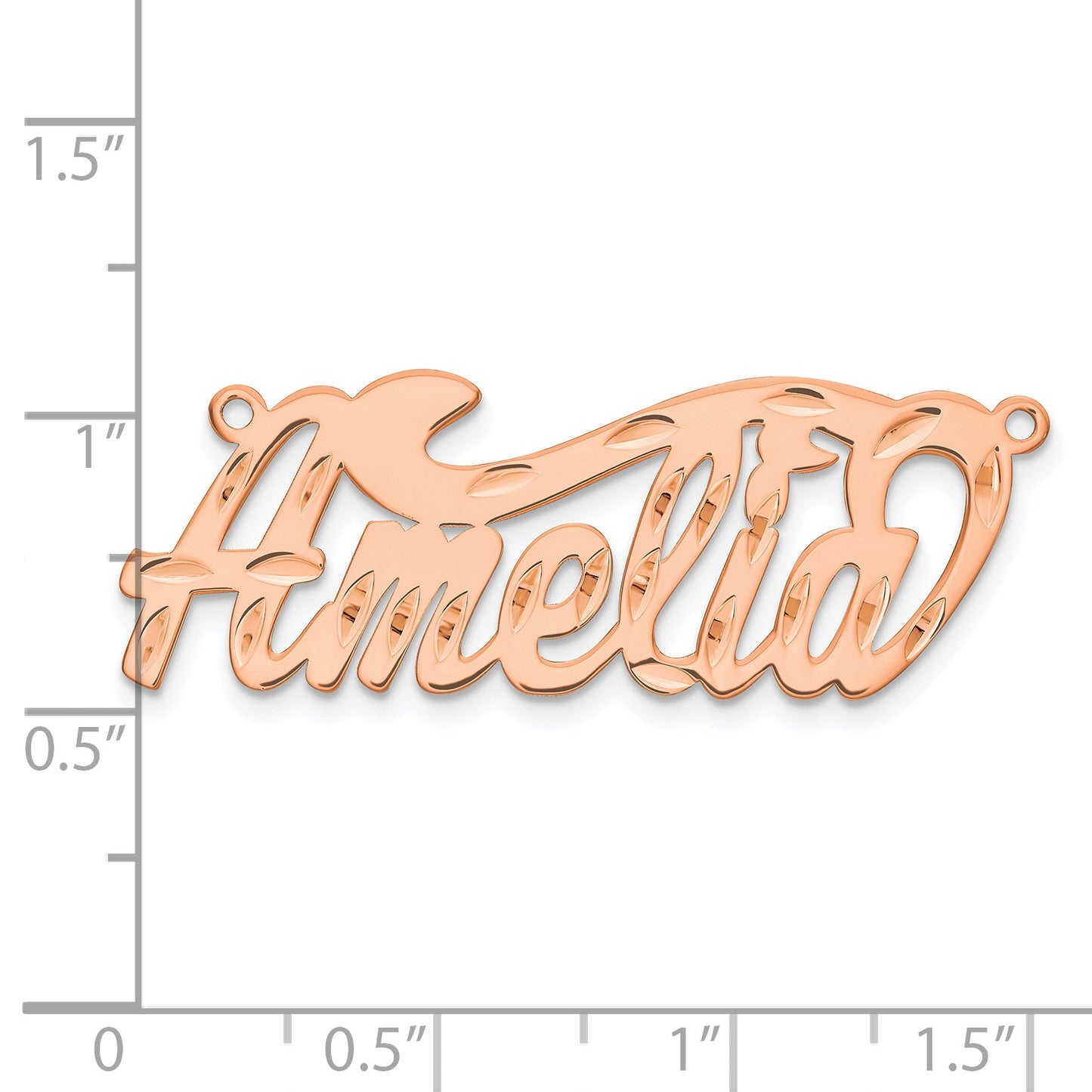 Sterling Silver Rose Gold Plated Diamond Cut Name Plate