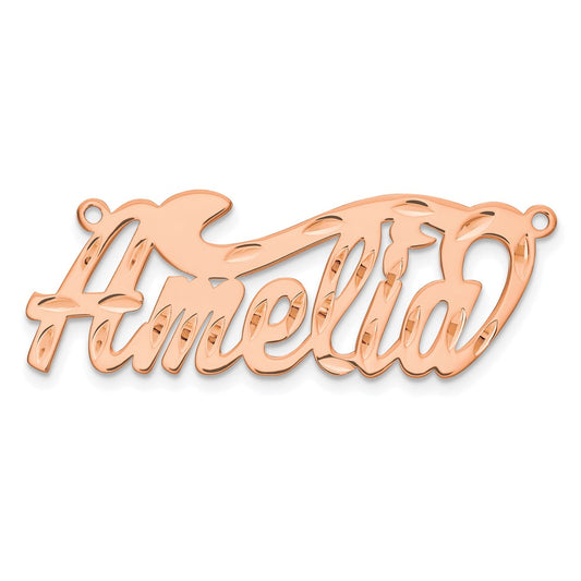 14K Rose Gold Diamond-cut name Plate