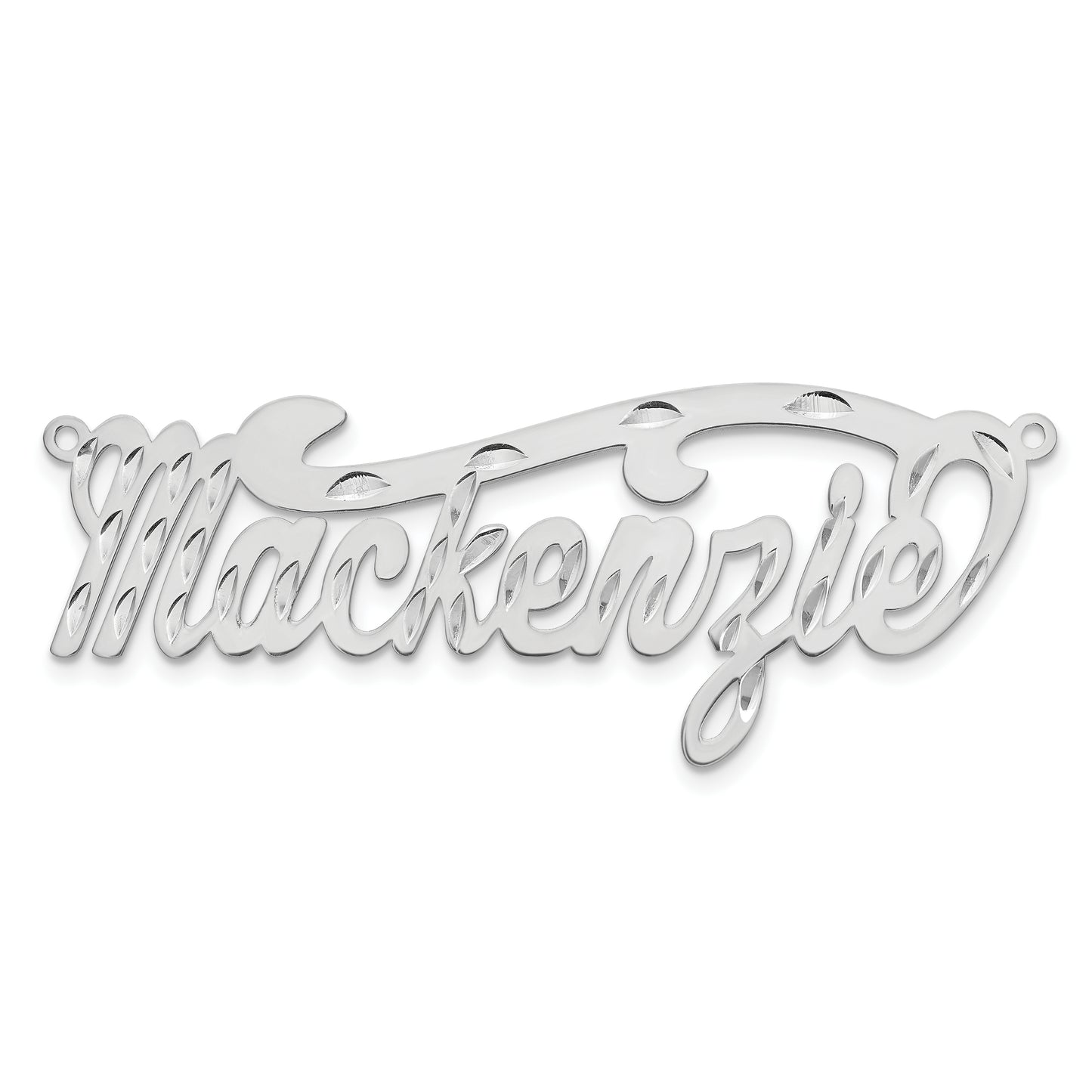 Sterling Silver Rhodium plated Diamond-cut name Plate