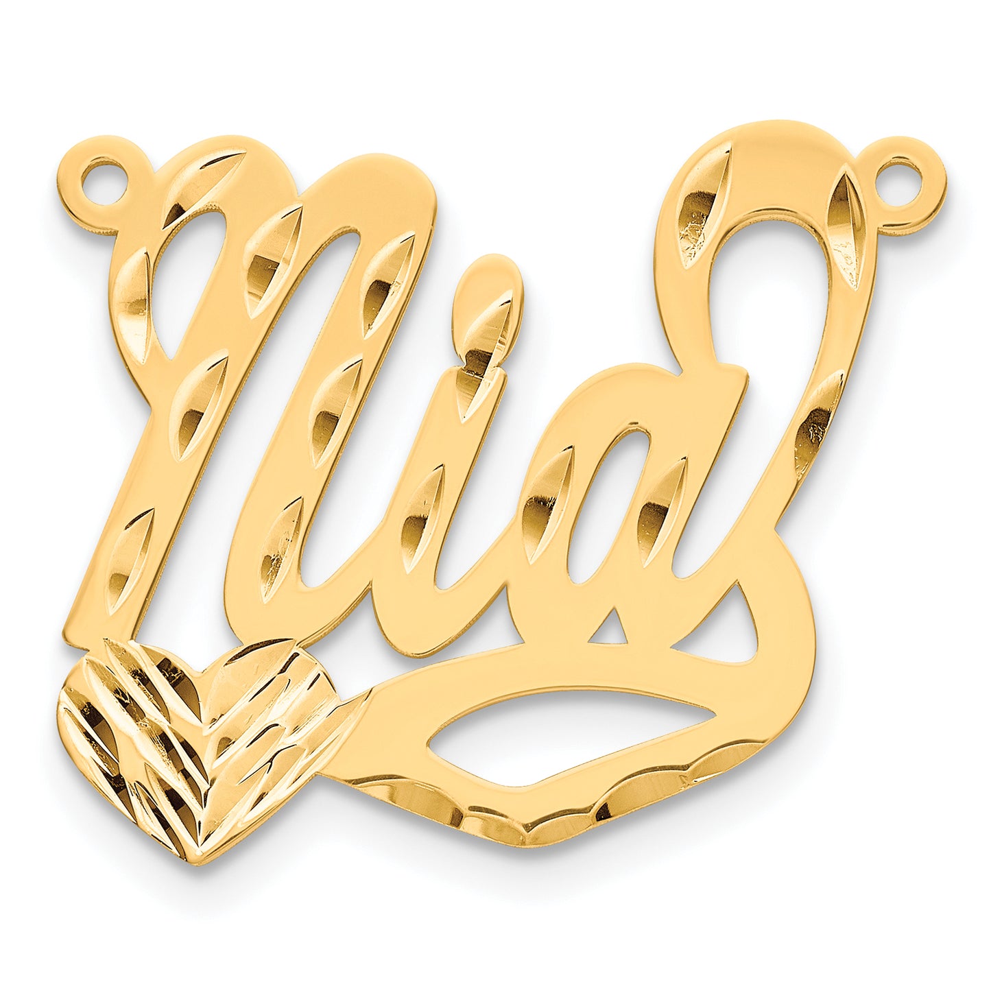 Sterling Silver Gold plated Diamond-cut Heart Name Plate